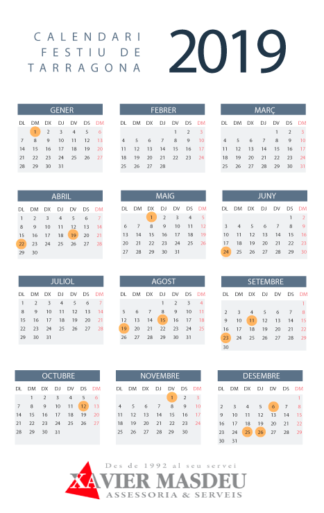 Calendari laboral tarragona 2019